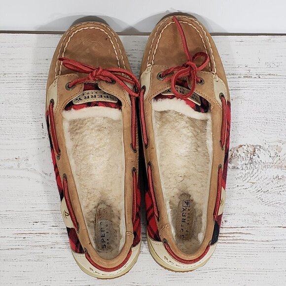 Sperry  Top-Sider  Red Plaid & Leather Loafers  Women's Size 9M - Picture 4 of 6